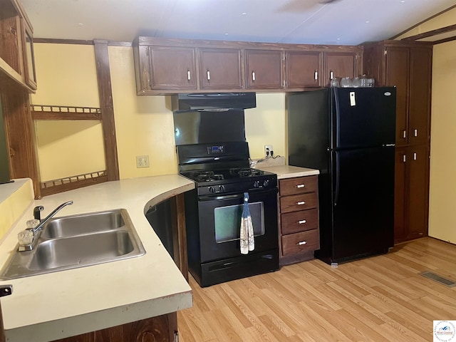 17254 Walnut Rd, Warsaw, MO 65355 - kitchen featuring black appliances, range hood, and light countertops
