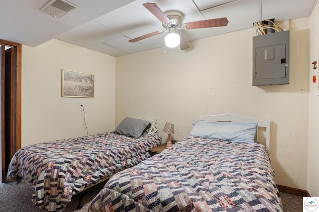 28174 Apex Ave, Warsaw, MO 65355 - carpeted bedroom featuring electric panel and ceiling fan