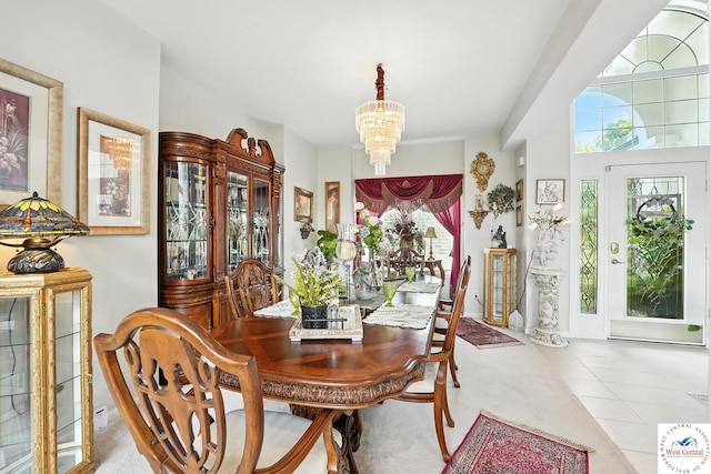 414 S Borgman Rd, Buckner, MO 64016 - tiled dining room featuring a chandelier