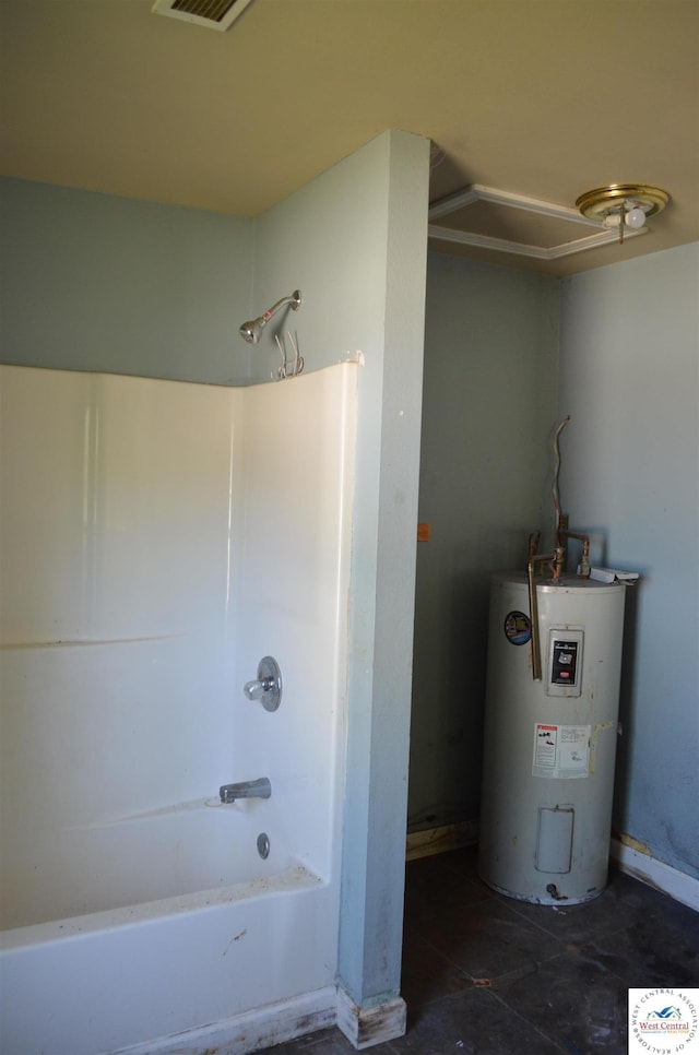1305 E 14th St, Sedalia, MO 65301 - bathroom featuring electric water heater and washtub / shower combination