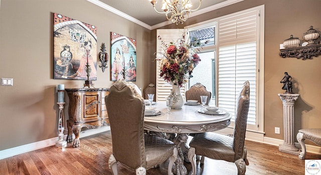 4517 NE Fairway Homes Dr, Lees Summit, MO 64064 - dining area with a chandelier, crown molding, and wood finished floors