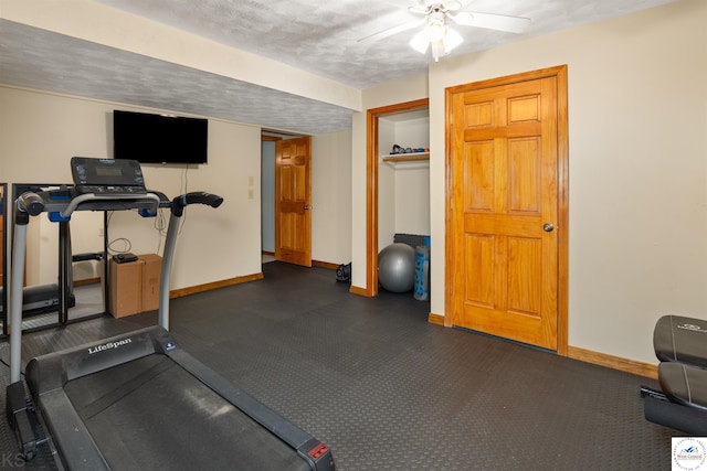 2105 Stonewood Cir, Sedalia, MO 65301 - workout area with baseboards and a ceiling fan