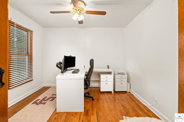 2105 Stonewood Cir, Sedalia, MO 65301 - office space featuring ceiling fan and wood finished floors