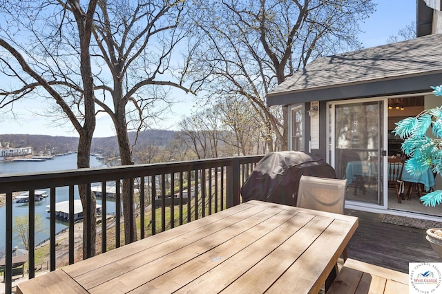1436 Cherokee Rd, Lake Ozark, MO 65049 - deck featuring a water view and a grill