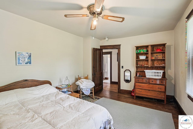 309 E Gay St, Warrensburg, MO 64093 - bedroom with wood finished floors and a ceiling fan