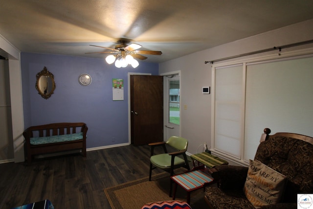 101 Lakeveiw Dr, Windsor, MO 65360 - sitting room featuring wood finished floors, a ceiling fan, and baseboards