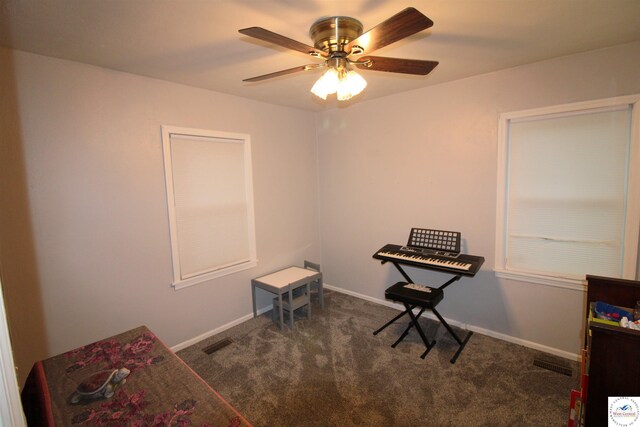 101 Lakeveiw Dr, Windsor, MO 65360 - miscellaneous room with ceiling fan, carpet floors, and baseboards