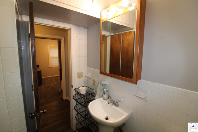 101 Lakeveiw Dr, Windsor, MO 65360 - bathroom with a sink and tile walls