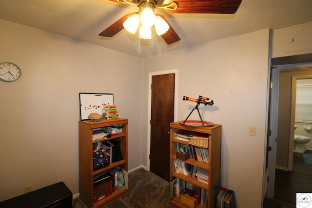 101 Lakeveiw Dr, Windsor, MO 65360 - misc room featuring a ceiling fan, baseboards, and carpet flooring