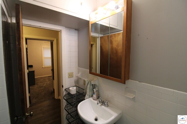 101 Lakeveiw Dr, Windsor, MO 65360 - bathroom with a sink and tile walls
