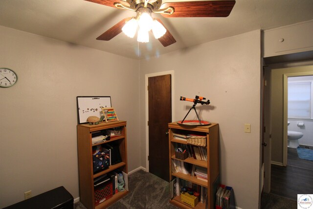 101 Lakeveiw Dr, Windsor, MO 65360 - office with a ceiling fan, baseboards, and carpet floors