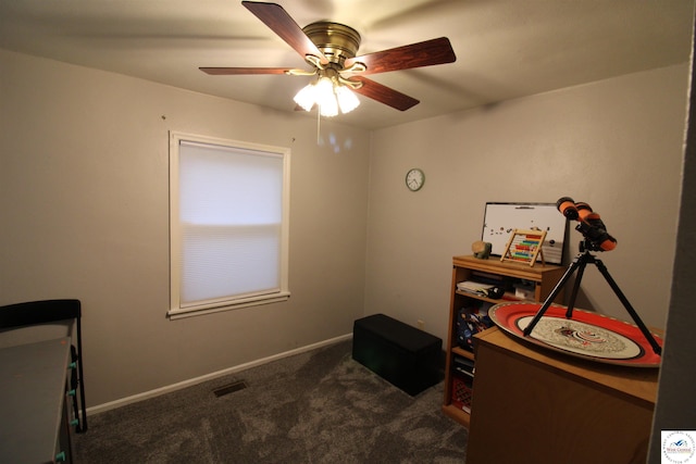 101 Lakeveiw Dr, Windsor, MO 65360 - home office featuring ceiling fan and carpet floors