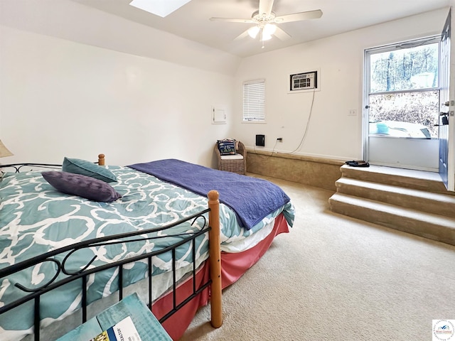 28801 Herbs Rd, Lincoln, MO 65338 - carpeted bedroom with a skylight, ceiling fan, and vaulted ceiling
