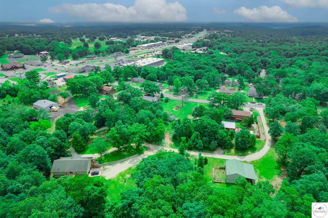 aerial view of property's location with a heavily wooded area