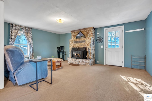 25939 Old Oar House Rd, Warsaw, MO 65355 - carpeted living area featuring a fireplace