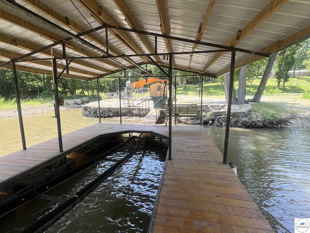 31674 Aspen Rd, Stover, MO 65078 - dock featuring a water view and boat lift