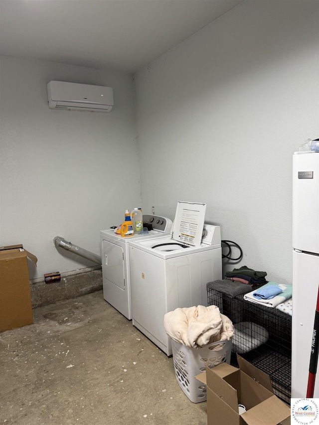 29790 Bobcat Dr, Warsaw, MO 65355 - laundry room with a wall mounted AC and washing machine and clothes dryer