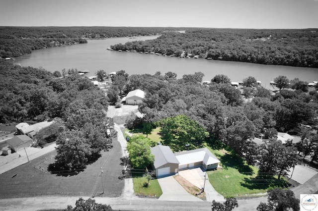 29790 Bobcat Dr, Warsaw, MO 65355 - drone / aerial view of a forest and a large body of water