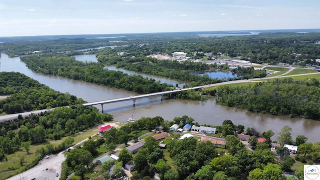 19094 Kennedy Rd, Warsaw, MO 65355 - bird's eye view of a large body of water, a heavily wooded area, and a notable bridge