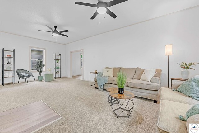 1803 S Quincy Ave, Sedalia, MO 65301 - carpeted living area featuring ceiling fan and baseboards