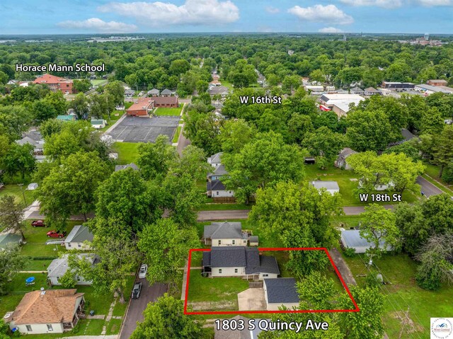1803 S Quincy Ave, Sedalia, MO 65301 - aerial perspective of suburban area with property boundaries highlighted