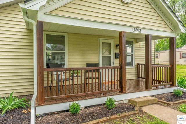 1803 S Quincy Ave, Sedalia, MO 65301 - doorway to property with covered porch