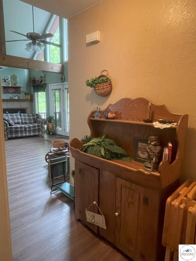 791 SE 1211th Rd, Deepwater, MO 64740 - hall featuring wood finished floors and lofted ceiling