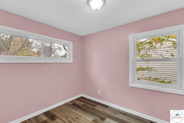 6204 E 147th Ter, Grandview, MO 64030 - spare room featuring dark wood-type flooring, plenty of natural light, baseboards, and a textured ceiling