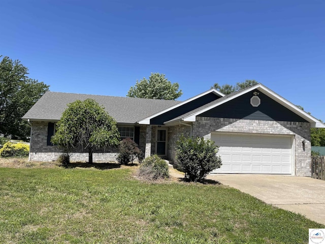 845 Ww Hwy, Osceola, MO 64776 - single story home with an attached garage, brick siding, concrete driveway, a front lawn, and a shingled roof