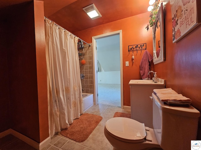 406 W Main St, Cole Camp, MO 65325 - bathroom featuring vanity, tile patterned flooring, and shower / bath combination with curtain