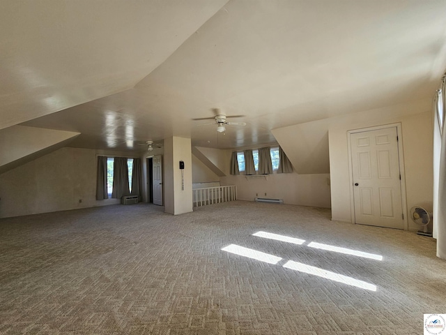 406 W Main St, Cole Camp, MO 65325 - bonus room with carpet, healthy amount of natural light, baseboard heating, vaulted ceiling, and a ceiling fan