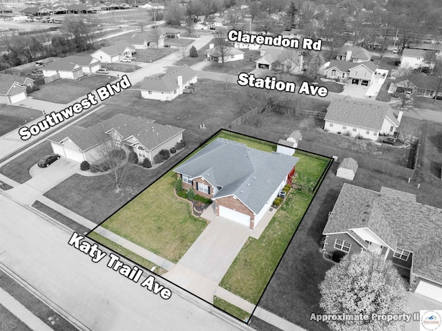 aerial view featuring a residential view