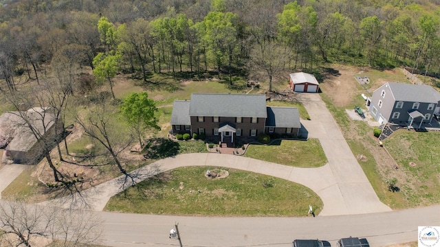 aerial view with a forest view