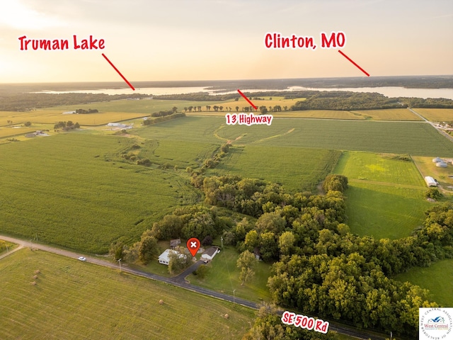 81 SE 500th Rd, Clinton, MO 64735 - aerial view at dusk of a rural view and agricultural plots