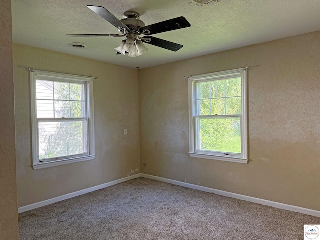 109 E Fairview St, Clinton, MO 64735 - unfurnished room featuring plenty of natural light, carpet flooring, a ceiling fan, and a textured ceiling