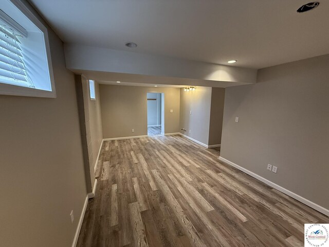 31450 Stonecrest Rd, Warsaw, MO 65355 - basement featuring recessed lighting, wood finished floors, and baseboards
