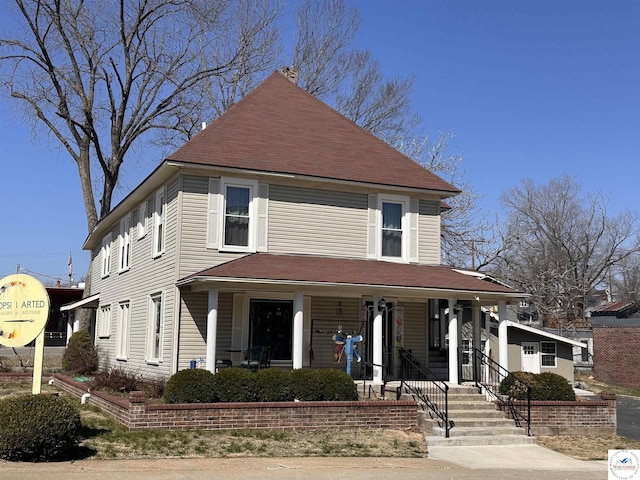 403 Van Buren St, Warsaw, MO 65355 - view of front of property featuring covered porch and roof with shingles