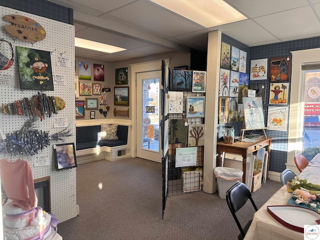 403 Van Buren St, Warsaw, MO 65355 - rec room with a drop ceiling and carpet floors