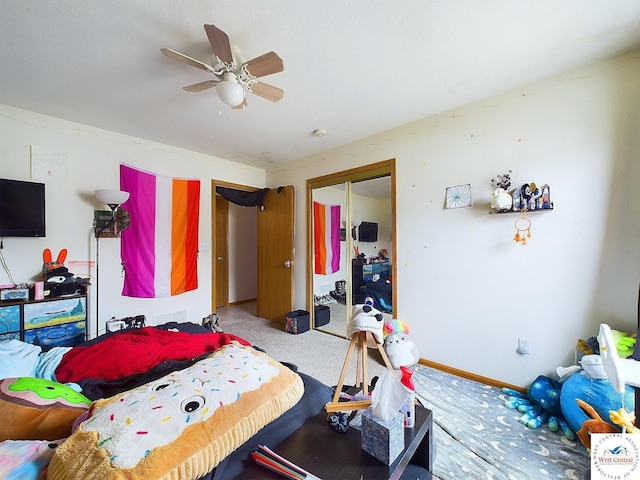 113 SE 1171st Rd, Knob Noster, MO 65336 - carpeted bedroom with a closet and a ceiling fan