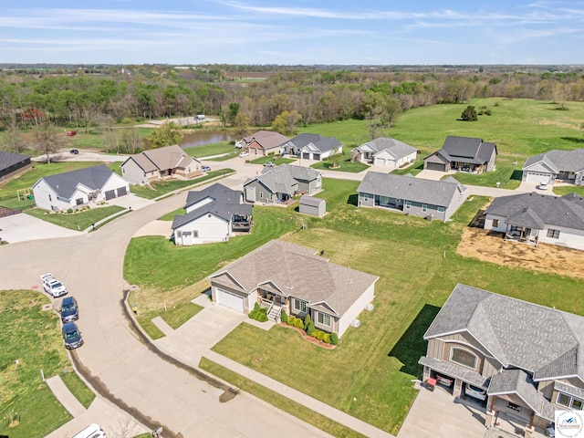 drone / aerial view with a residential view