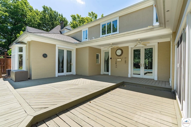 1114 W Broadway Blvd, Sedalia, MO 65301 - wooden deck with french doors and ceiling fan