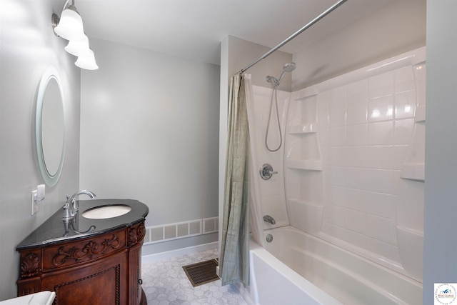 1114 W Broadway Blvd, Sedalia, MO 65301 - bathroom with shower / tub combo, vanity, and tile patterned flooring