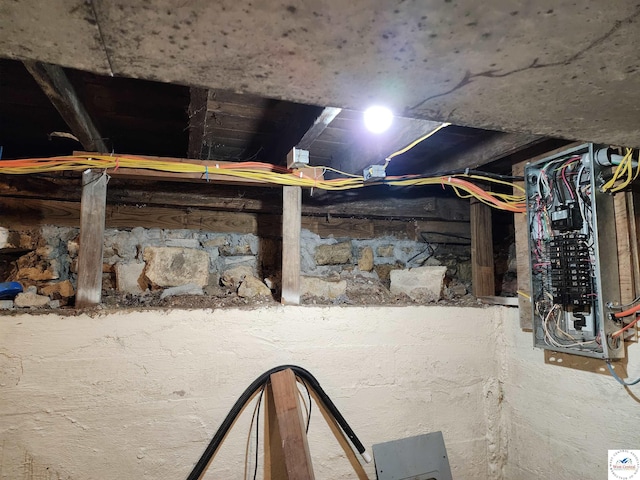 below grade area featuring electric panel