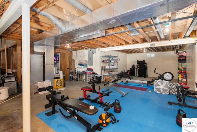 exercise room with electric panel