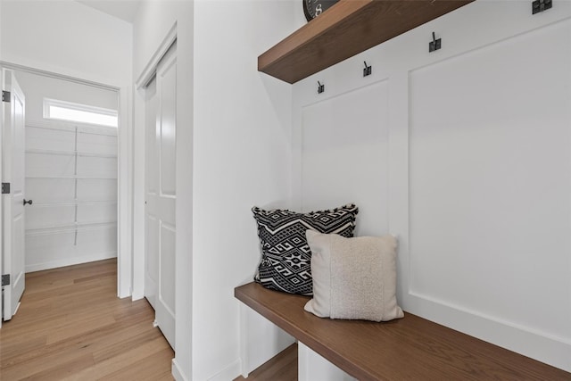 mudroom featuring light hardwood / wood-style floors