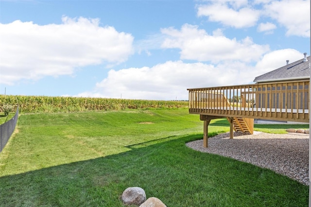 view of yard featuring a deck