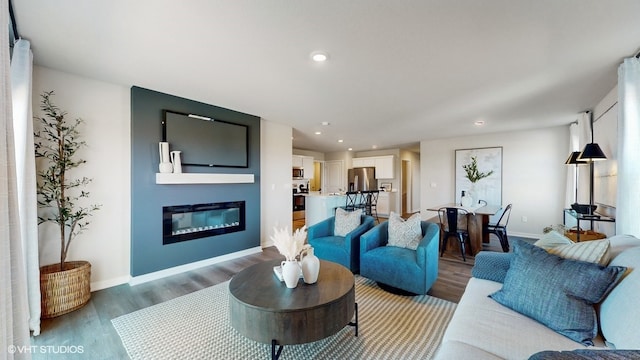 living room with hardwood / wood-style flooring