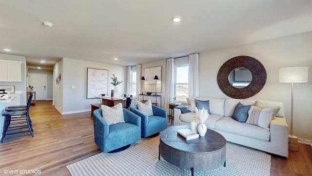 living room featuring light hardwood / wood-style flooring