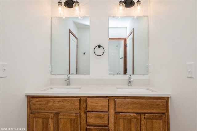 bathroom with dual vanity