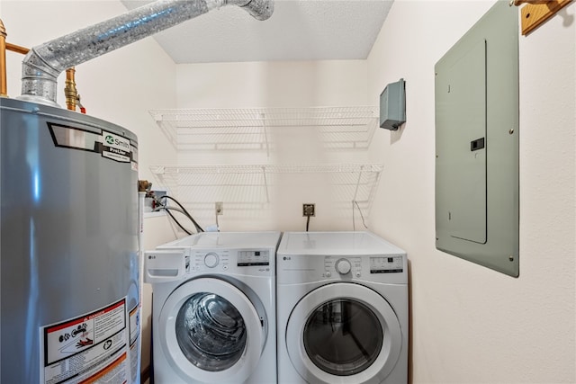 laundry room with separate washer and dryer, hookup for an electric dryer, and gas water heater